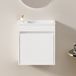 FloraGrace Meuble de salle de bain - meuble mural compact avec lavabo et porte à fermeture douce - pour petite salle de bain ou toilettes invités - céramique MDF - 46 cm - blanc