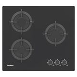 Corberó - Gaskookplaat van glas, 60 cm, CPG306N, 5,45 kW, 3 zones, zijdelingse handgrepen, gietijzeren grill, zonder frame, ombouwset, veiligheidsventiel en automatische uitschakeling, zwart