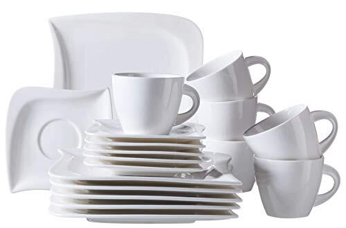 Mäser 921172 Serie La Musica, koffieservies 18-delig, voor 6 personen, porselein, wit