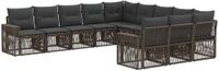 vidaXL Tuinbank - Set - 11 zitplekken - Grijs en Donkergrijs - Polyrattan