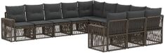 vidaXL Banc de jardin - Ensemble - 11 places assises - Gris et gris foncé - Polyrotin