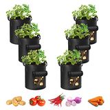 ADORMA 6-Pack 10 gallon aardappel kweekzakken, zware stoffen potten met handvatten, 300G verdikte niet-geweven potten voor planten