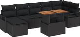 vidaXL Tuinbank - Set - 8 - st - Zwart - Poly - rattan