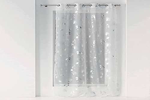 Gordijn met ogen - 140 x 240 cm - Sluier - Bedrukt - Metallic - Wit/Zilverkleurig