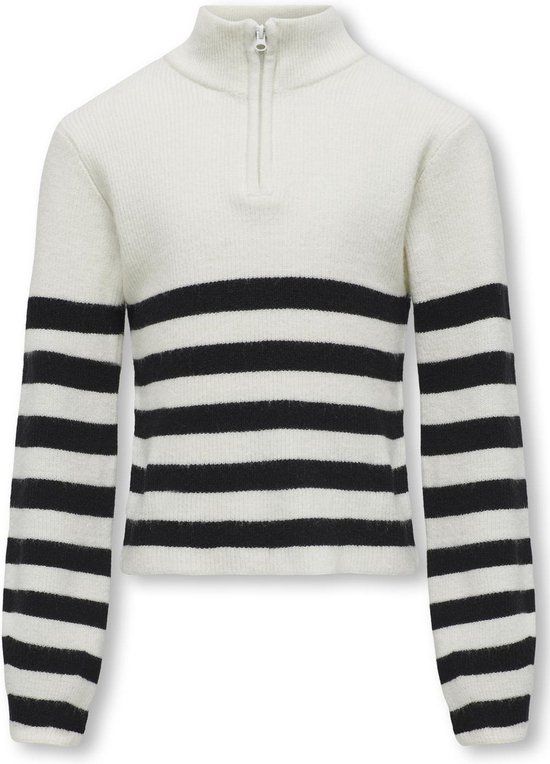 Kids Only Trui Kogfranca Half Zip L/s Stripe Knt N 15326347 Cloud Dancer - Wit - Maat 110/116