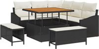 vidaXL Tuinbank Set 2-zits Zwart Polyrattan