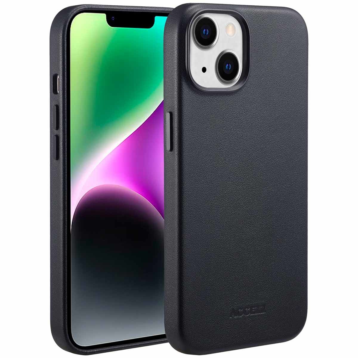 Accezz MagSafe Leather Backcover for iPhone 14 - Black