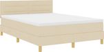 vidaXL Boxspringbed met hoofdbord Crème 160 x 200 cm Stof
