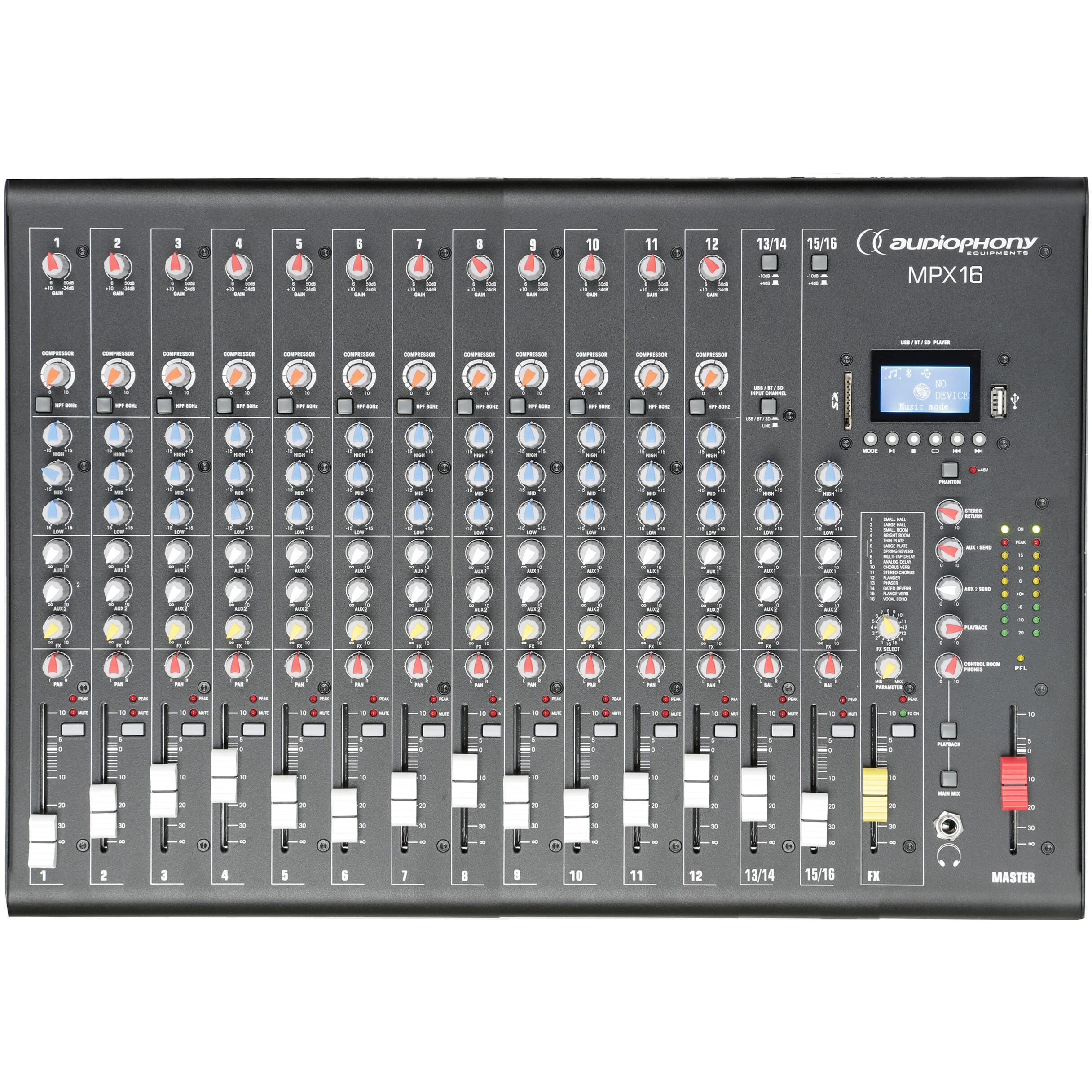 Audiophony MPX16 16-kanaals live mengpaneel