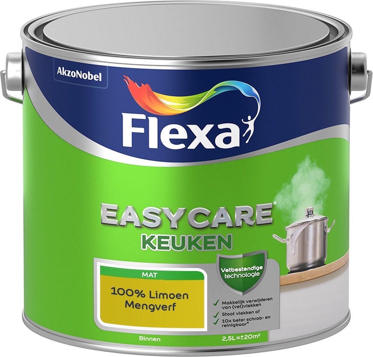 FLEXA Easycare Muurverf - Keuken - Mat - Mengkleur - 100% Limoen - 2,5 liter