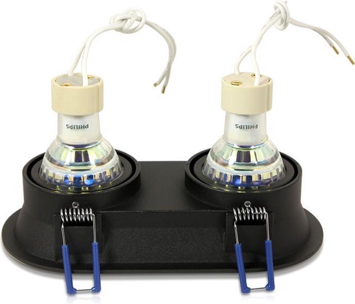 Philips Adne Premium Inbouwspot Zwart Dubbel - Warm Wit (3000K) - Aluminium