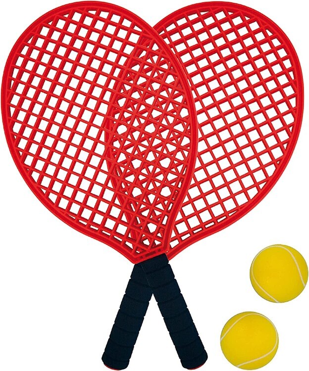 Happygetfit Racketset set, 2 rackets, 2 softballen, in nettas