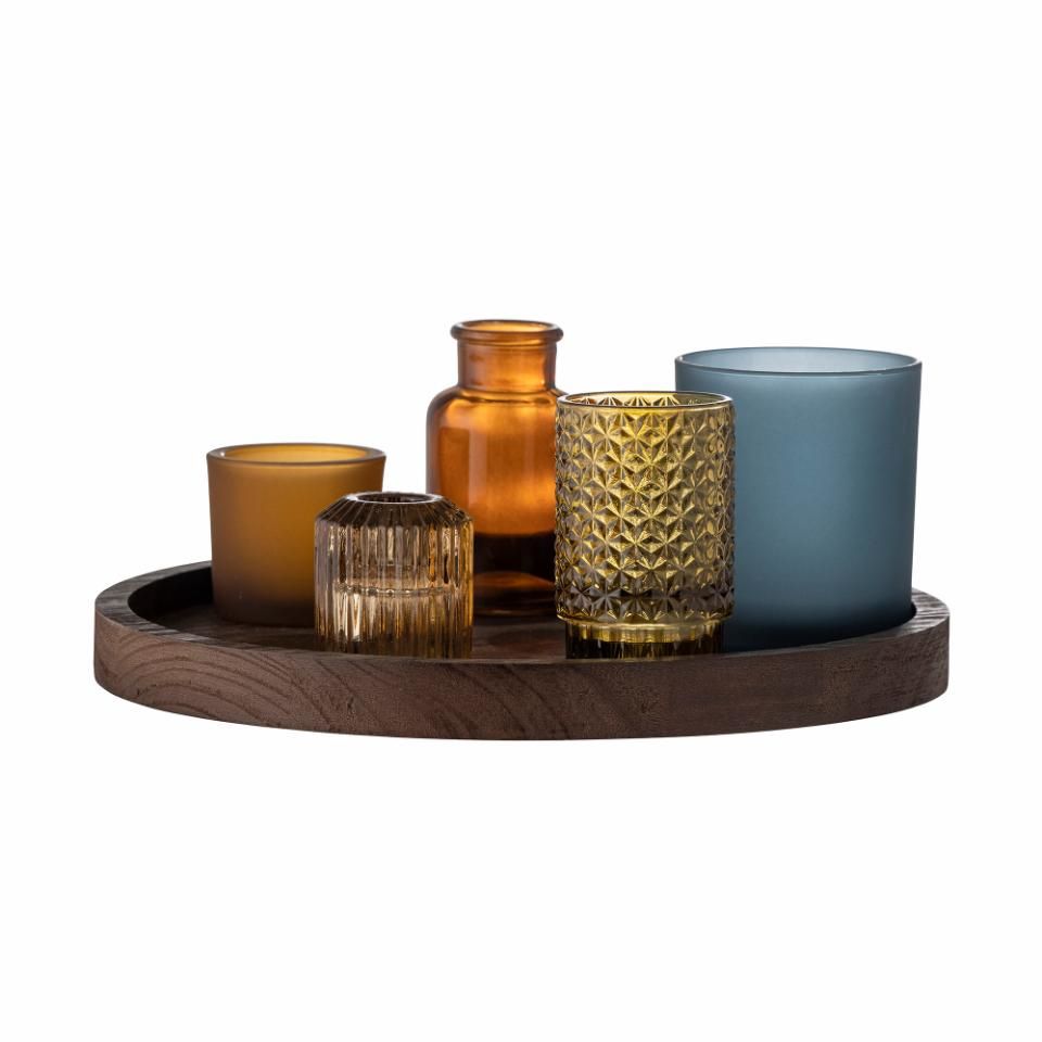 Bloomingville Sanga Kandelaar - Glas - Meerkleurig - Set van 6