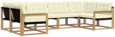 vidaXL Ensemble de salon d'angle 6 pièces blanc et crème acacia