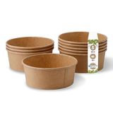 GREENBOX 50 stuks composteerbare soepkommen van kraftkarton - 650 ml - slakom met PLA binnencoating - plastic vrij - bruin - rond