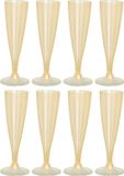 Excellent Houseware Prosecco/champagneglazen - 16x - geel - kunststof - 130 ml - herbruikbaar
