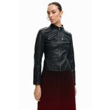 Desigual imitatieleren jack zwart