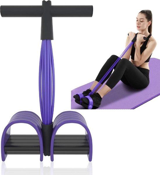 Elastisch Bol Sit-up trainingsapparaat, bodybuilding, expander, full-body trainer voor thuis, 6 buizen, elastisch trekkoord, multifunctionele been-oefening voor fitness, afvallen, training, yoga