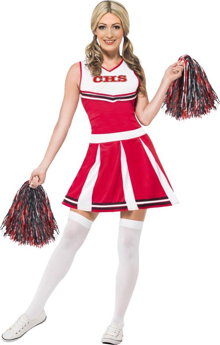 SMIFFYS Cheerleader kostuum voor vrouwen - L - Rood - Polyester
