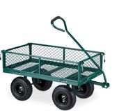 Relaxdays bolderkar - luchtbanden - draagvermogen 200 kg - transportkar staal - groen