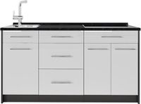 Vicco Keukenblok Fame-Line, Wit Hoogglans, 150 cm, WB Antraciet