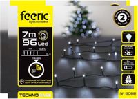 Feeric lights & Christmas Feeric lights Kerstverlichting - 2x - helder wit - 7 m - 96 LED lampjes - zwart snoer - batterij