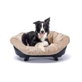 Ferplast Honden- en kattenhok met kussen, wasbaar hondenbed, gerecycled plastic, middelhoog hondenhok, ademend en antislip, SOFA' THRONE 85 x 62 xh 33 cm, zwart
