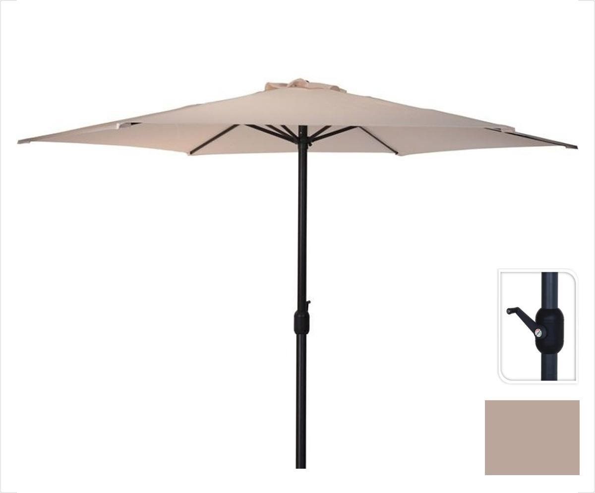 Garden Pro Parasol Taupe Ø300 cm voor Tuin en Terras | met handig opdraaisysteem