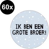 Fako Bijoux 60x Sticker Ik Ben Een Grote Broer - Blauw - 40mm