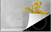 Merkloos KitchenYeah® Inductie beschermer 77x51 cm - Bloemen - Geel - Stilleven - Inductie kookplaat accessoire