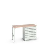 Bott Verso Werkbank | 7 Lades | 1 Deur | Breedte 1500mm | Multiplex | RAL 7035
