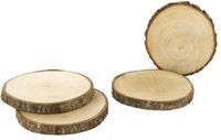 Home Deco Factory Onderzetters voor glazen - boomschijven - 4x stuks - rond - hout