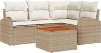 vidaXL Tuinbank Set 5-delig Beige Polyrattan