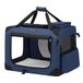 FEANDREA Hondendraagtas voor katten, opvouwbare tas voor huisdieren, maat L, Oxford-stof, gaas, ademend, draagbaar, metalen frame, met handgrepen en zakjes, 70 x 52 x 52 cm, donkerblauw