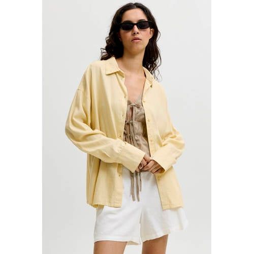 JJXX blouse met linnen lichtgeel
