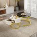 Mobliva Table Basse Modulaire Élégante : Aspect Marbre, Décor Doré, Table D'Appoint Avec Tiroirs – Lot De 2