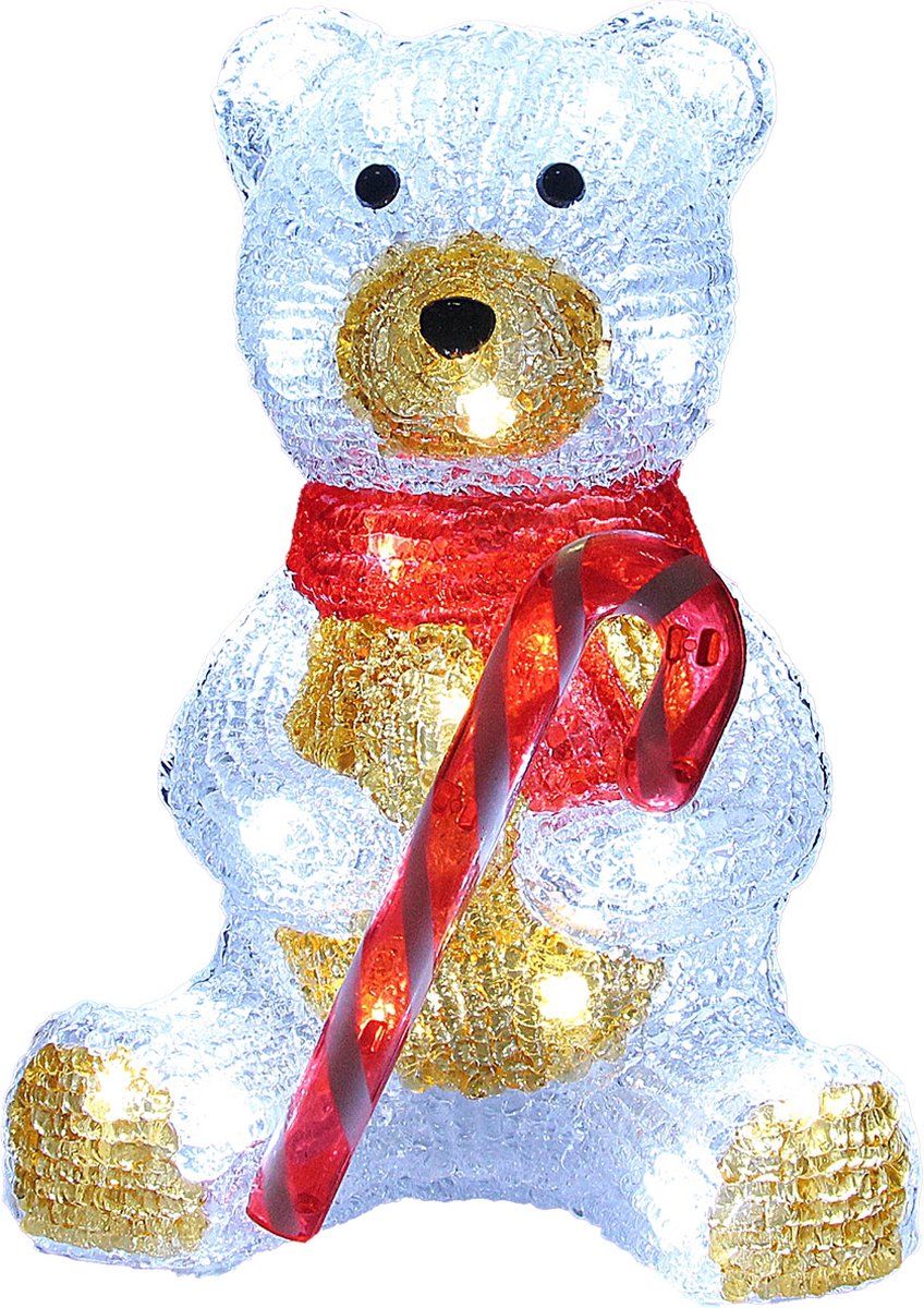 Monzana LED Acryl Kerstmis Teddy - 17.5cm - Wit