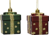 Decoris Cadeau kunststof l5b5h6.8 cm a2 kerst