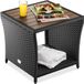 Merkloos / Sans marque Acacia Bijzettafel Weerbestendig Klein Hout Polyrattan 45x45x40cm - Buitentafel Tuintafel Balkontafel Tuinmeubilair