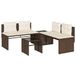 vidaXL Loungeset met Kussens, Poly Rattan, Bruin