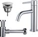 Fortifura Calvi Slim Wastafelkraanset - lage wastafelkraan - always open plug - verlaagde design sifon - chroom