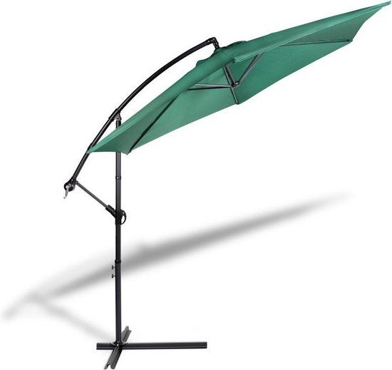 909 OUTDOOR Hangende parasol donkergroen 300 cm - Tuinparasol met hoes en kantelfunctie