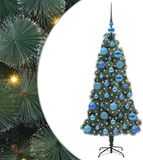 vidaXL Kunstkerstboom met verlichting en ballenset Groen 120 cm PET