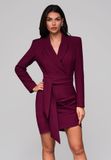 LARICA Jurk - Lange Mouw - Rits - Effen Bordeaux XL