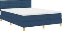 vidaXL Boxspring Bed met Kussen en Hoofdeinde Blauw 160 x 200 cm Stof