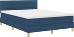 vidaXL Boxspring Bed met Kussen en Hoofdeinde Blauw 160 x 200 cm Stof