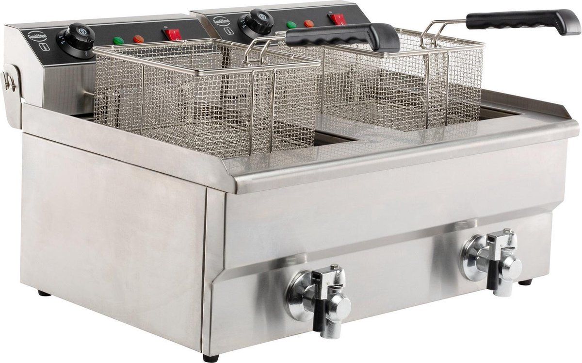 Elektrische Tafelfriteuse 2X8 L - RVS - Horeca