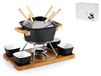 H&H Fonduta Set 15 stuks voor 6 personen met 4 keramische kommen, zwart