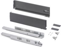 Emuca Buitenste lade Vertex, met 3D-regeling, hoogte 131mm, 40kg, diepte 400mm, Staal, Wit gelakt
