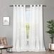 Melodieux Gordijnen wit transparant linnen look gordijnen met ogen voor woonkamer slaapkamer set van 2 225x140cm